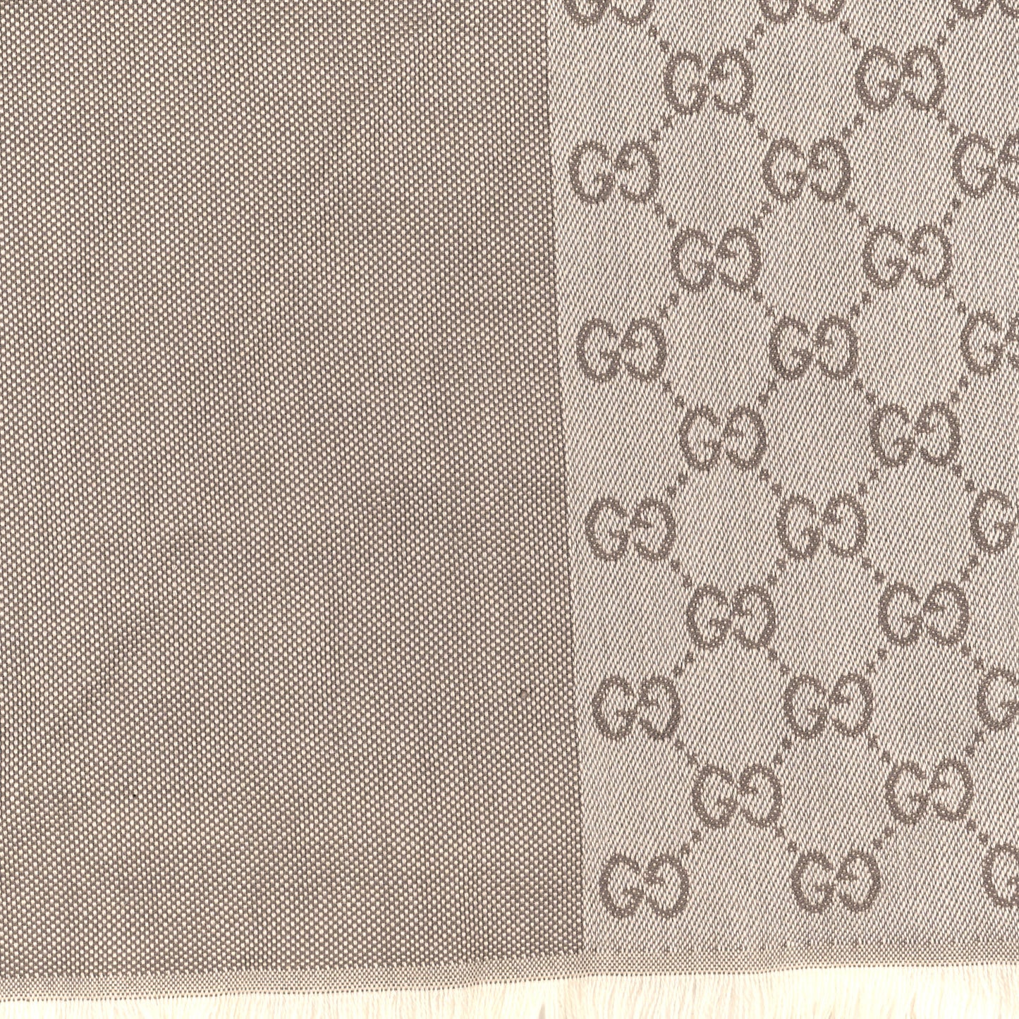 Wool Silk Monogram GGWeb Fringe Shawl Bitume Ivory