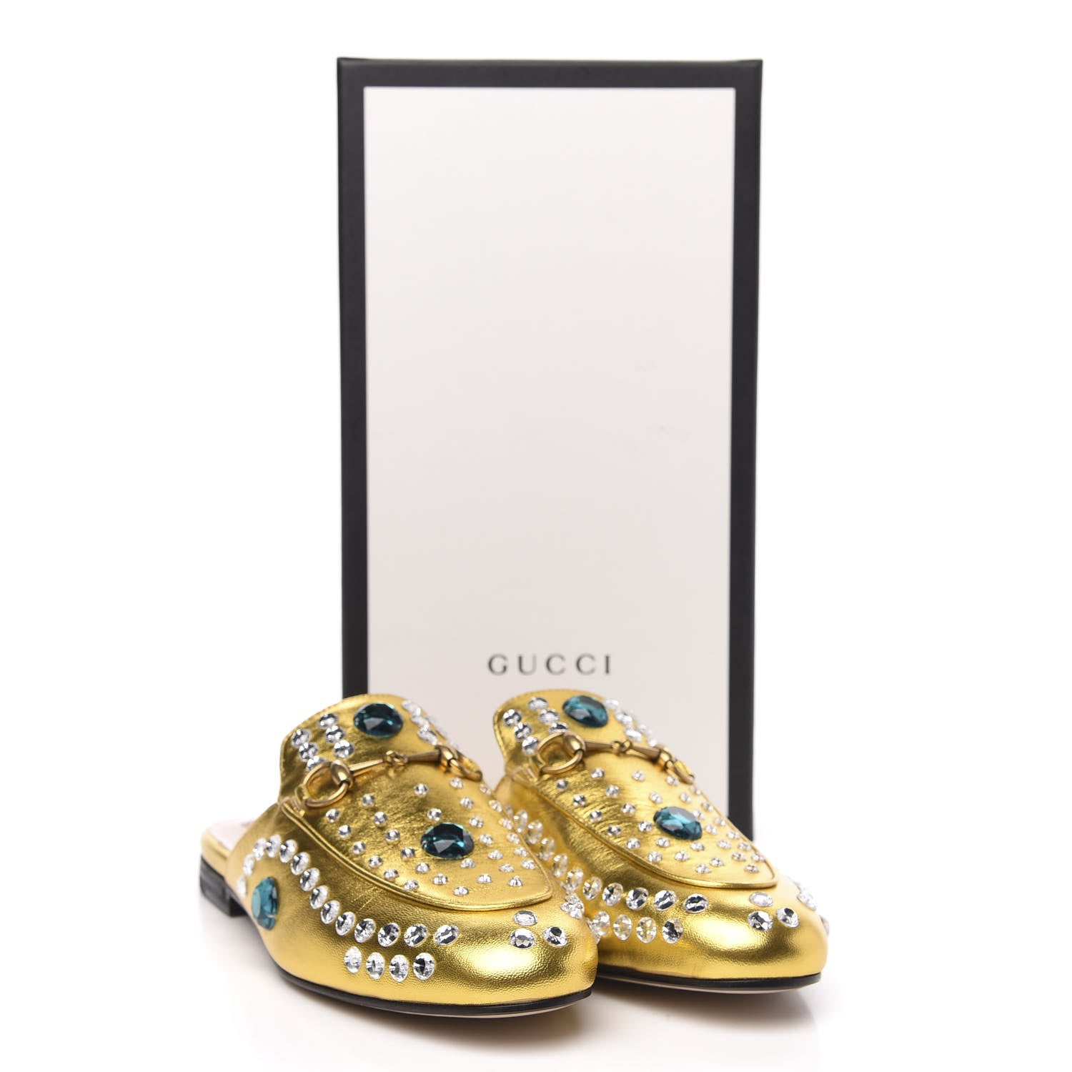 Gucci Metallic Nappa Crystal Womens Princetown Slippers 38 Gold 9 of 9