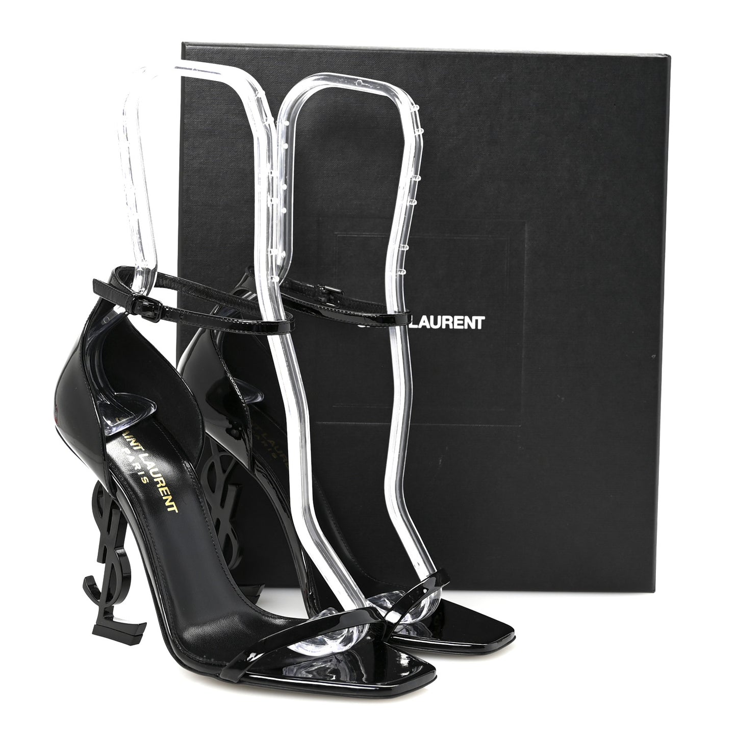 Patent Calfskin Opyum 110 Sandals 36.5 Black