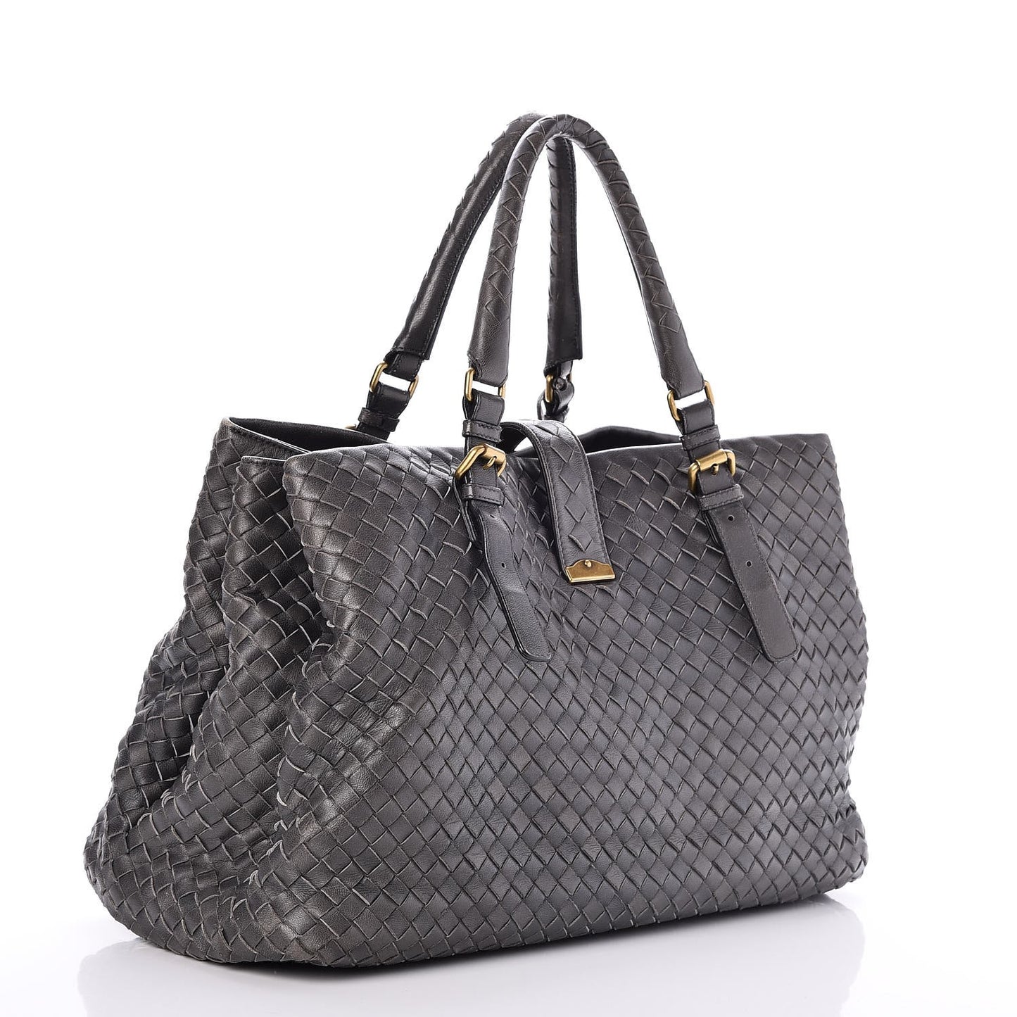 Nappa Intrecciato Medium Roma Tote Ferro Gray