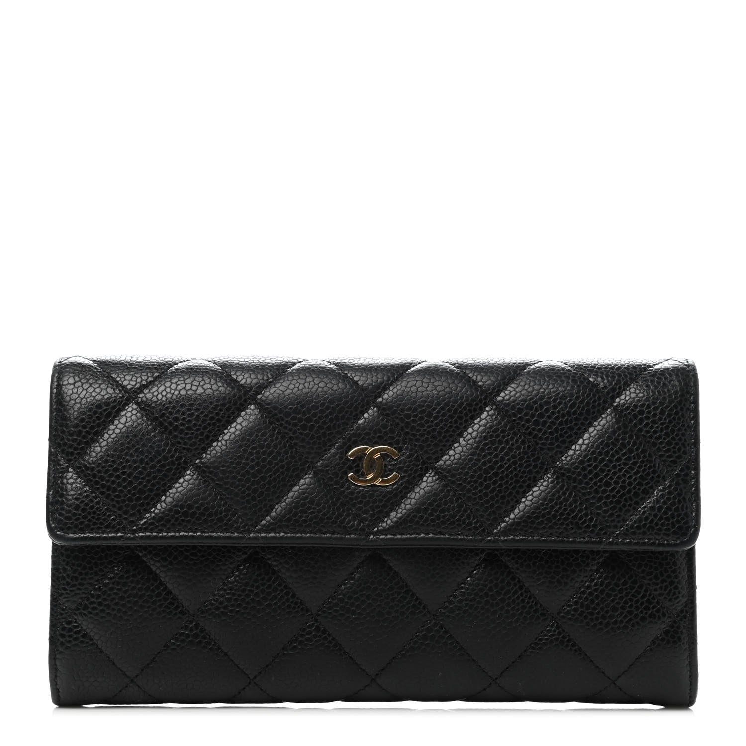 Chanel Caviar Quilted Large Gusset Flap Wallet Black 1 of 4
