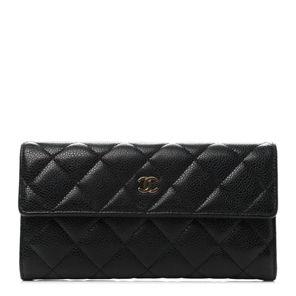 Chanel Caviar Quilted Large Gusset Flap Wallet Black 1 of 4