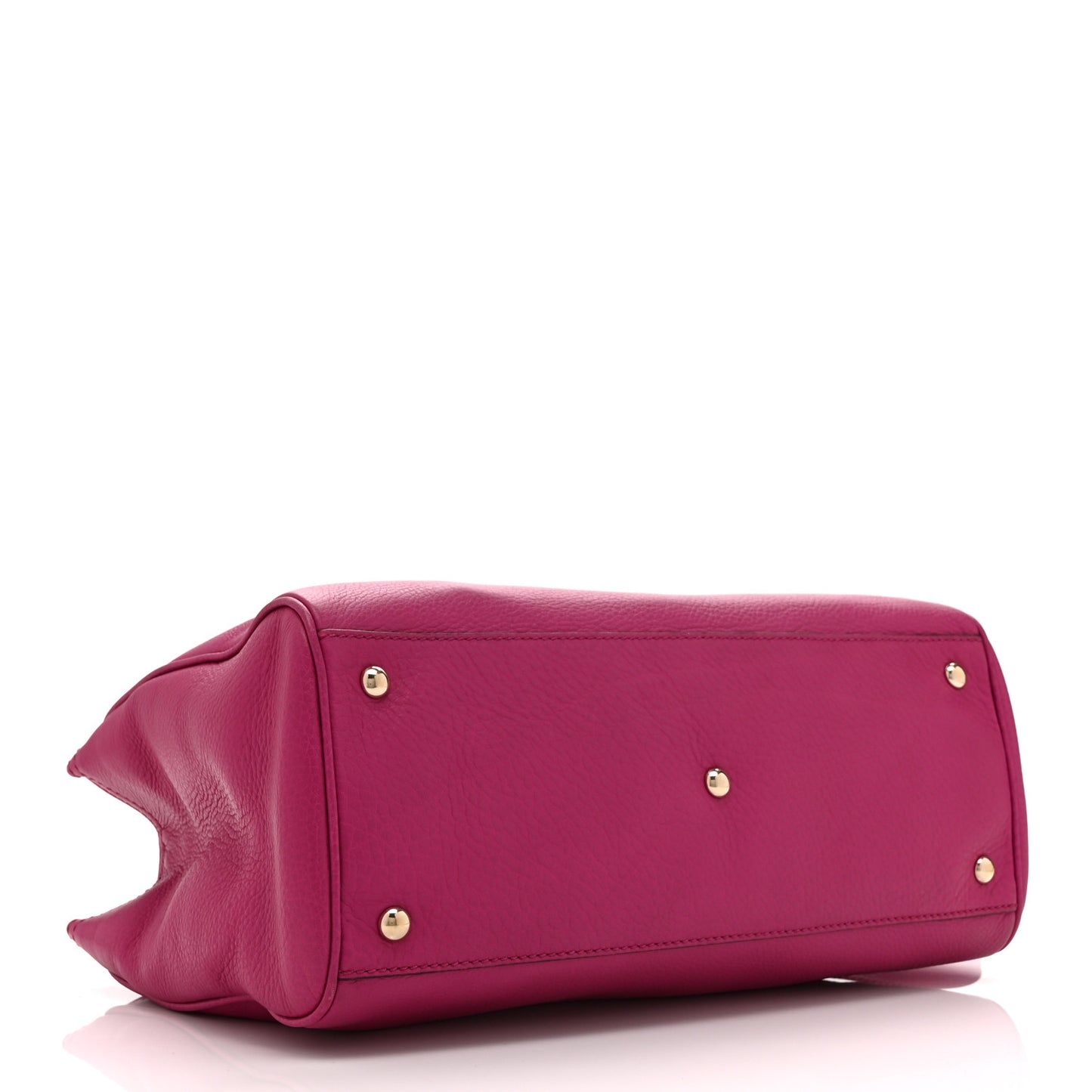 Pebbled Calfskin Medium Bamboo Shopper Tote Bright Bougainvillea
