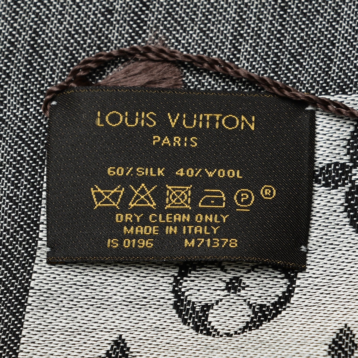 Louis Vuitton Silk Wool Monogram Denim Shawl Black 4 of 4