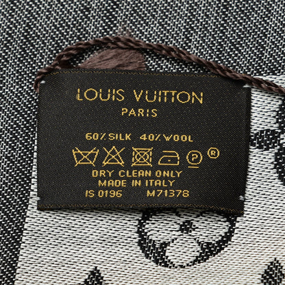 Louis Vuitton Silk Wool Monogram Denim Shawl Black 4 of 4