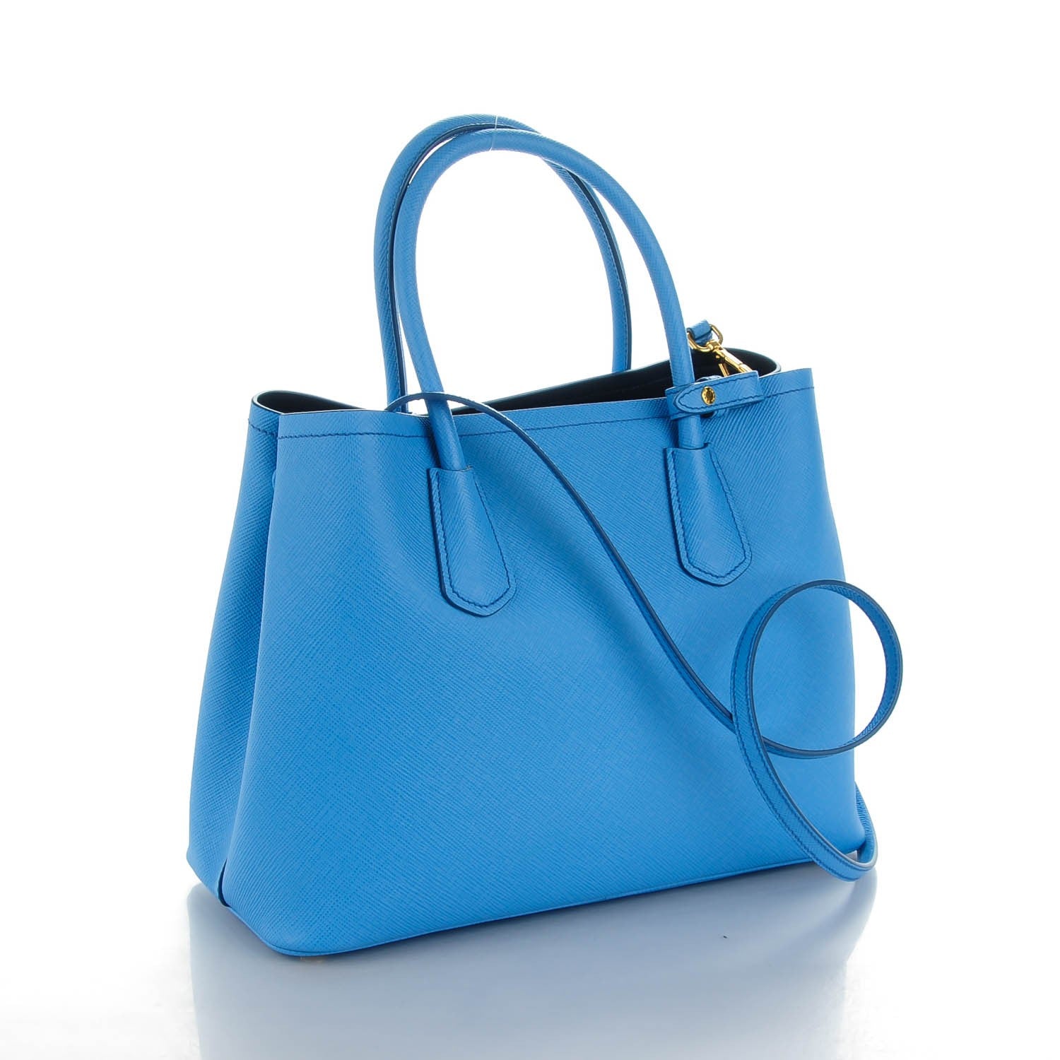 Prada Saffiano Cuir Medium Double Bag Mare Bluette 3 of 8