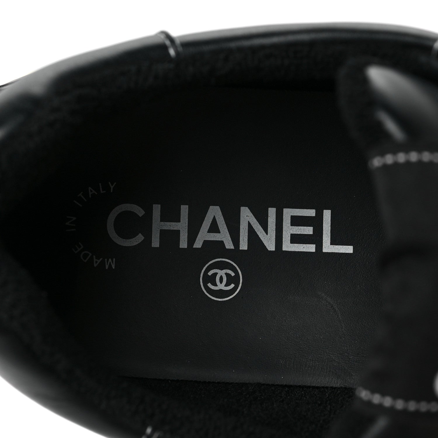 Chanel Calfskin Womens Logo Sneakers 40 Black White 9 of 9