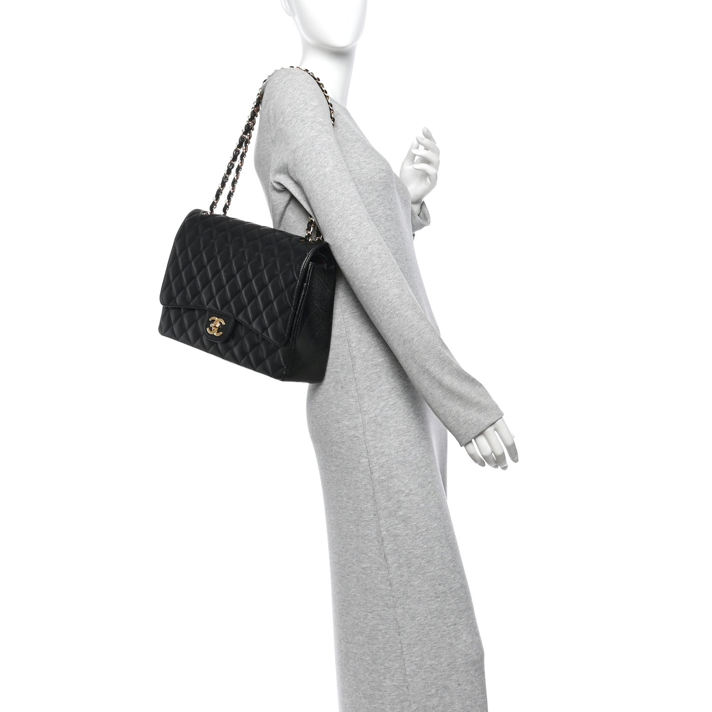 Caviar Quilted Maxi Double Flap Black