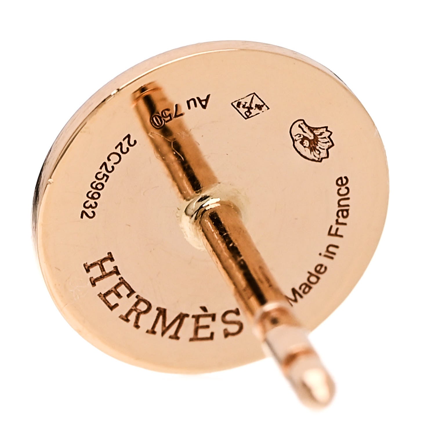 Hermes 18K Rose Gold TPM Ex-Libris Stud Earrings 4 of 5