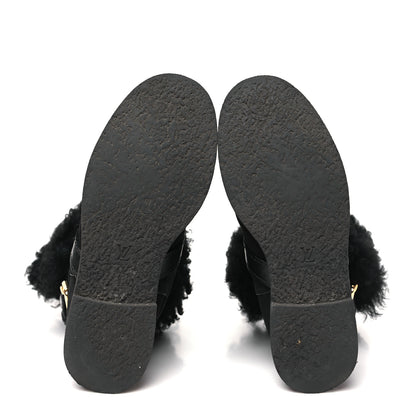 Louis Vuitton Suede Calfskin Fur Strap Boot 36 Black 6 of 7