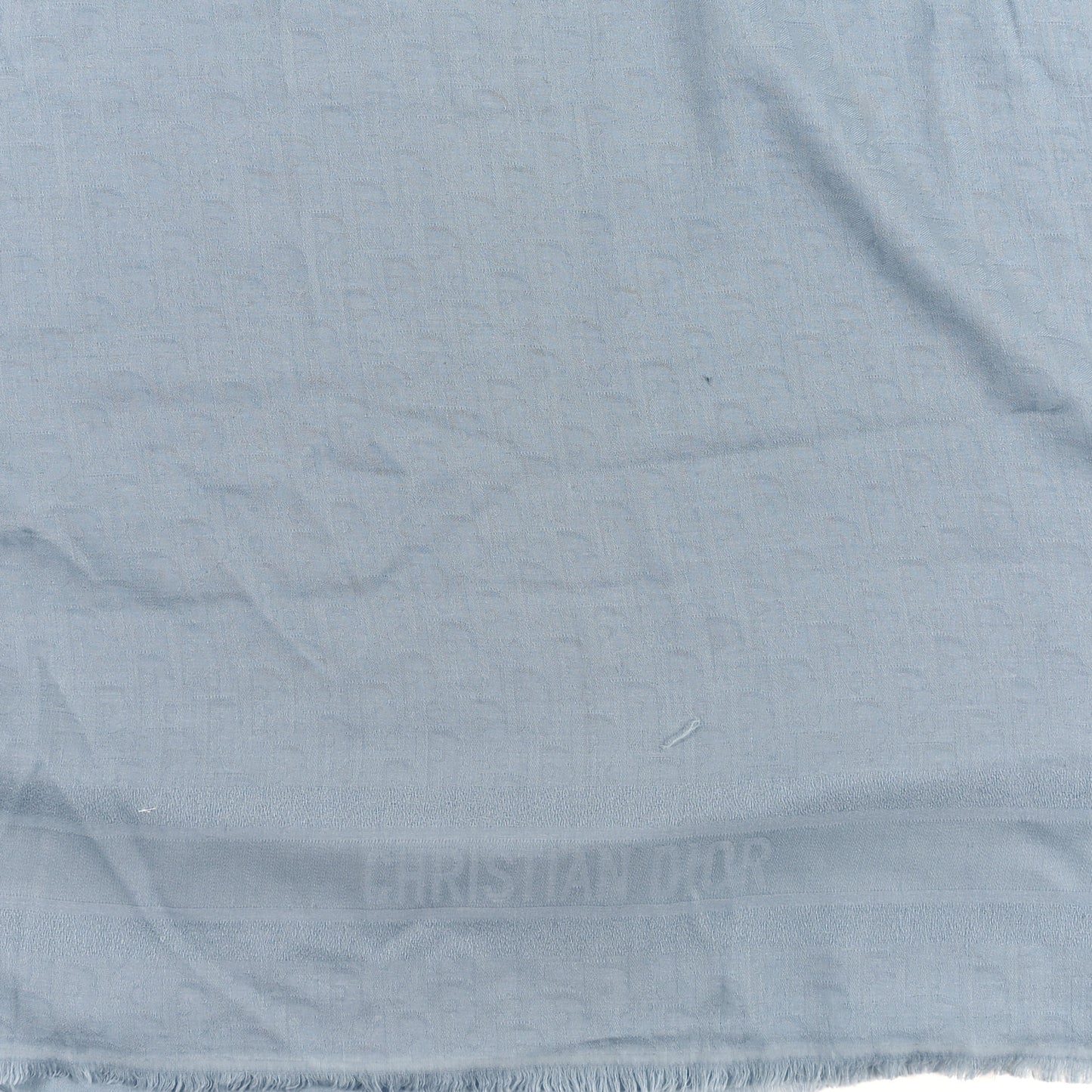Wool Silk Cashmere Oblique Shawl Light Blue