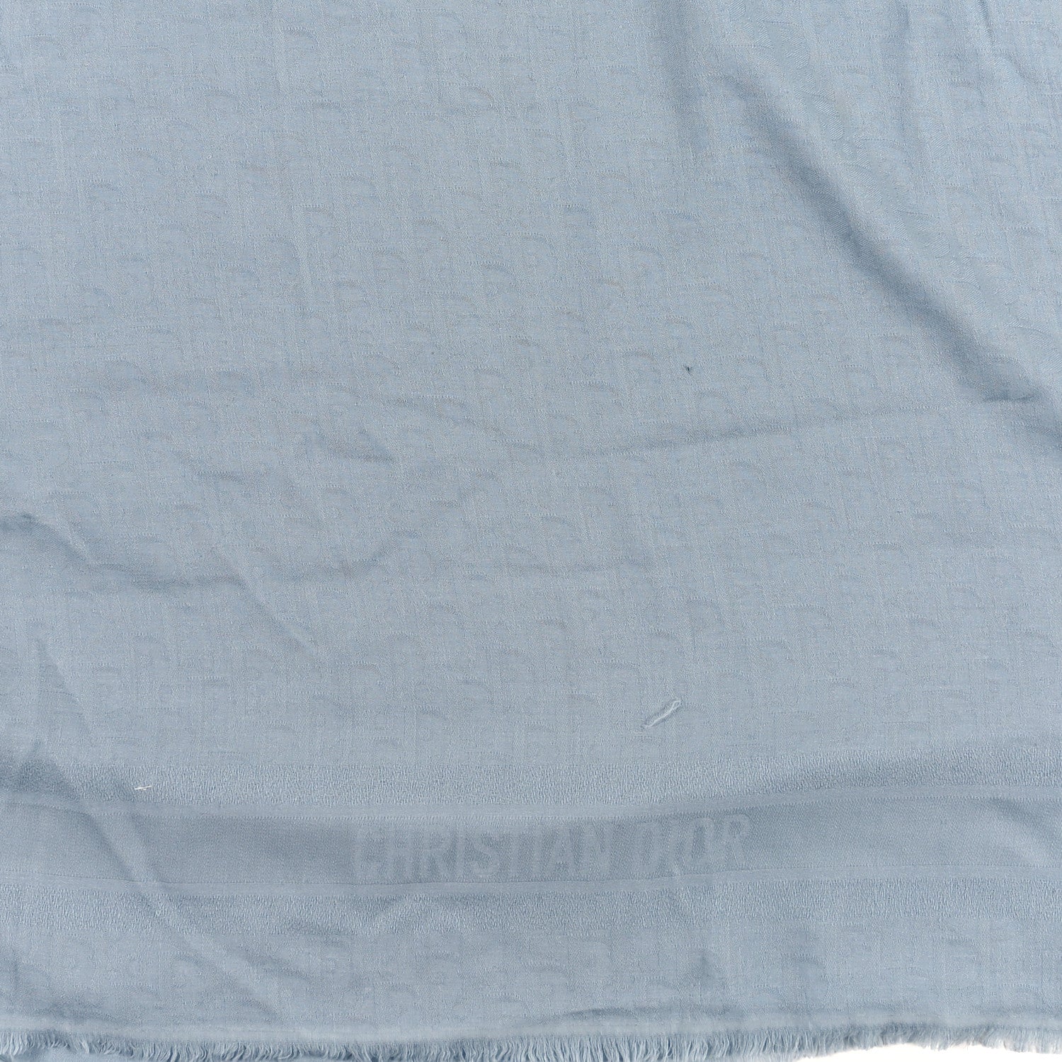 Christian Dior Wool Silk Cashmere Oblique Shawl Light Blue 2 of 3