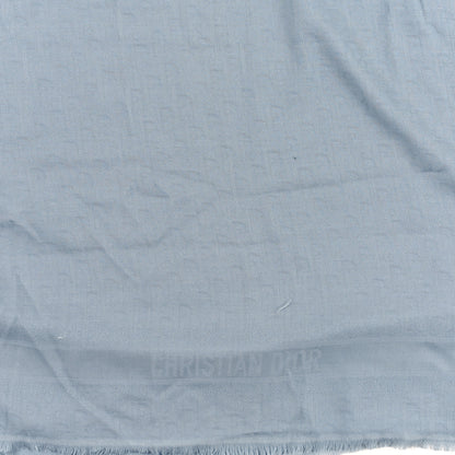 Christian Dior Wool Silk Cashmere Oblique Shawl Light Blue 2 of 3