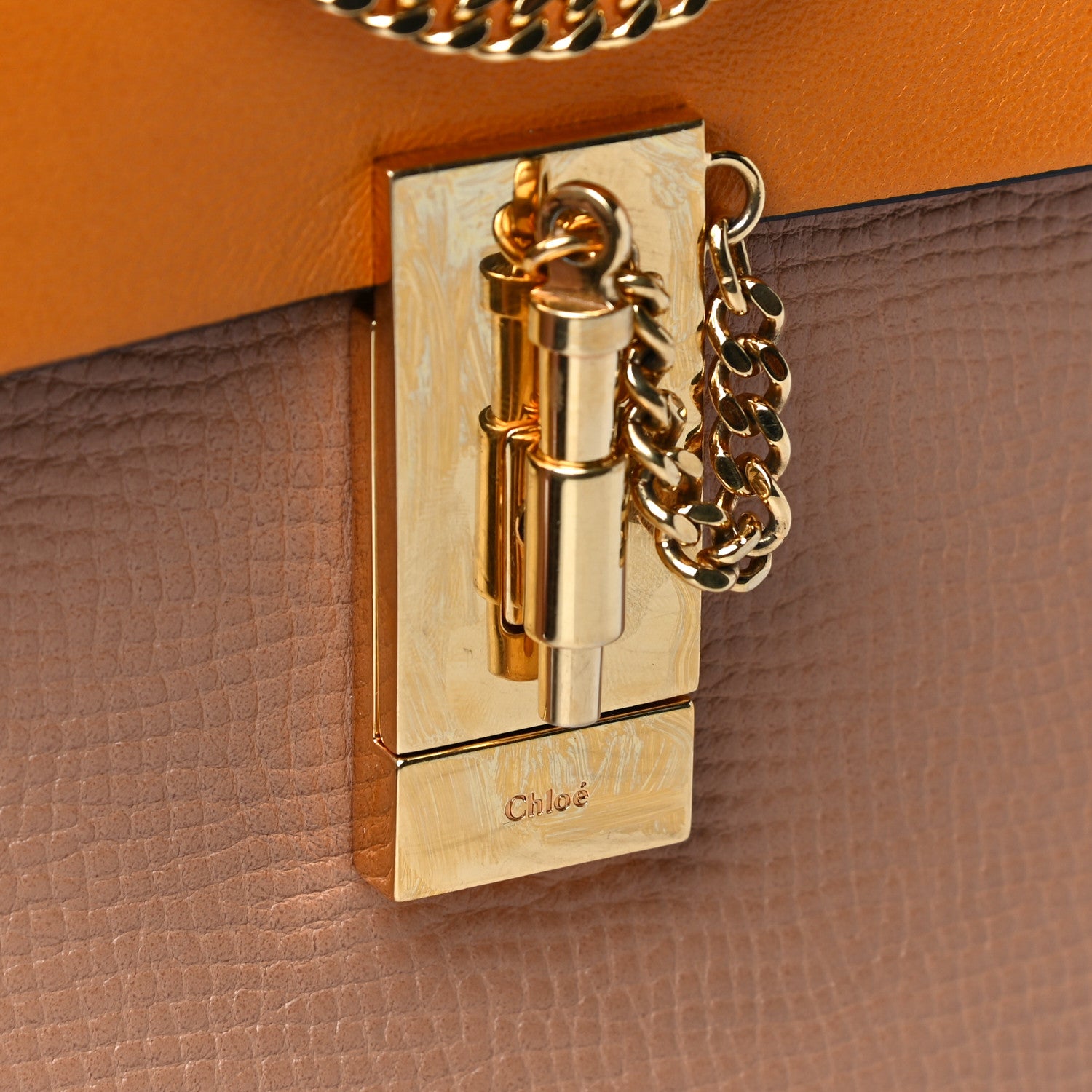 Chloe Grained Calfskin Lambskin Bi-Color Drew Shoulder Bag Wet Sand Sunflower 14 of 19