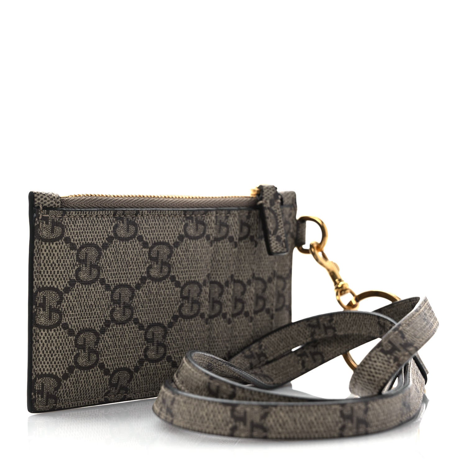 Gucci X BALENCIAGA GG Supreme Monogram Logo Card Case With Strap Beige Ebony 4 of 7