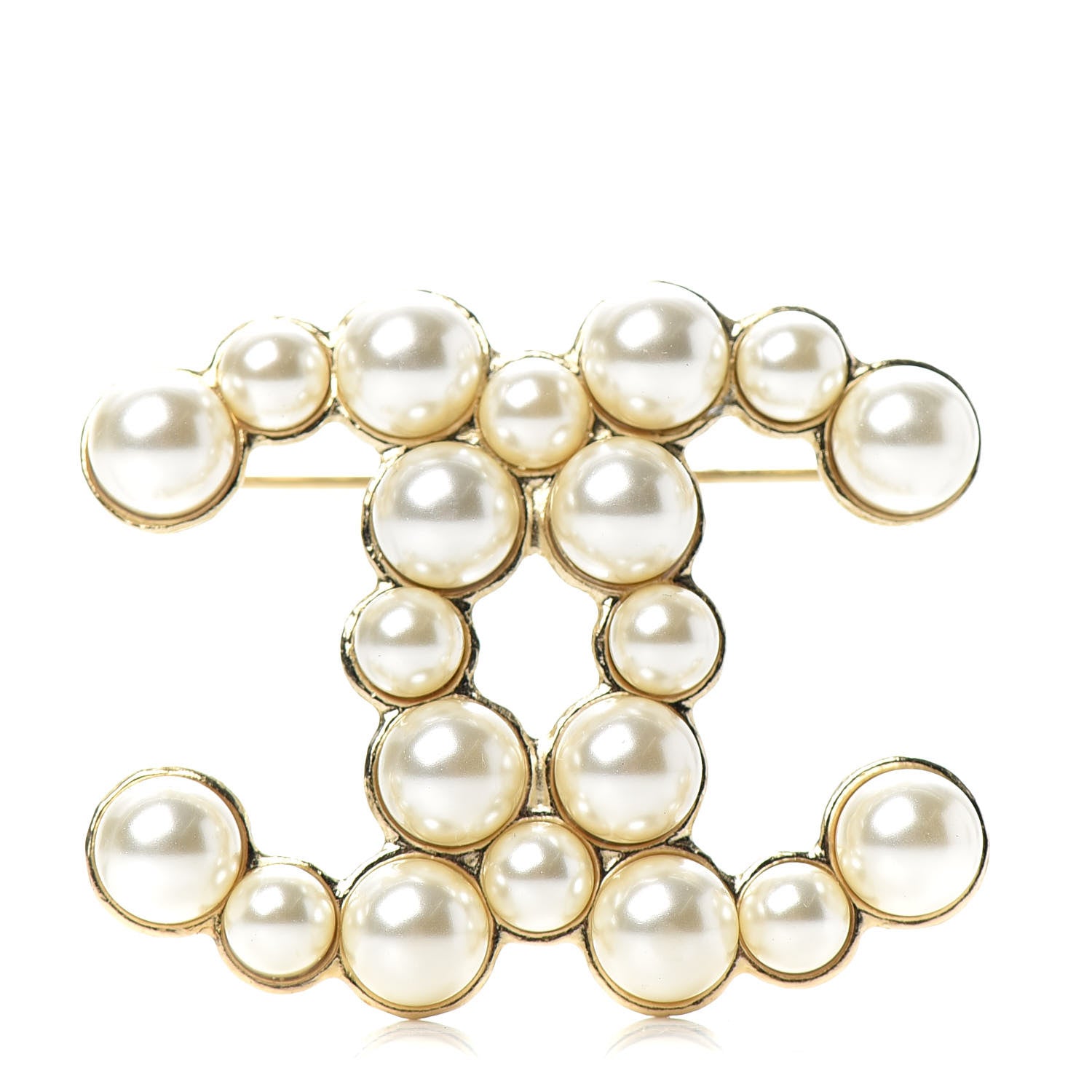 Chanel Pearl CC Brooch Gold Pearly White 1 of 4