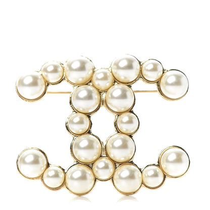 Chanel Pearl CC Brooch Gold Pearly White 1 of 4