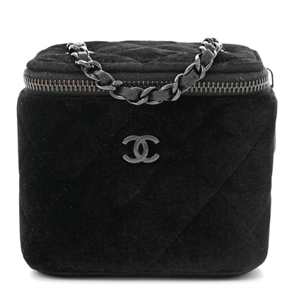 Chanel Velvet Quilted Mini Vanity Case With Chain Black 1 of 11
