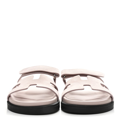 Hermes Suede Goatskin Womens Chypre Sandals 36 Rose Porcelaine 3 of 10