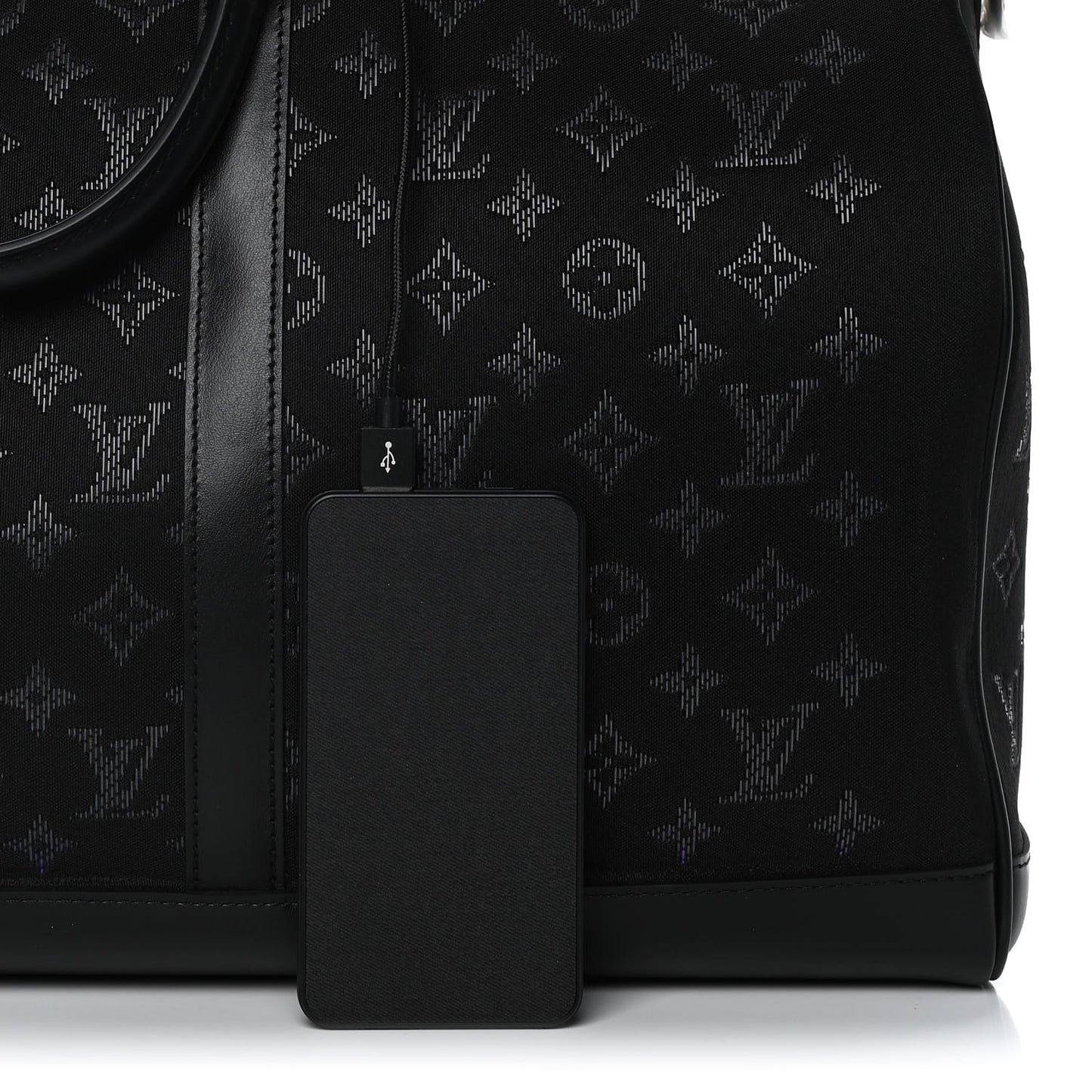 Jacquard Monogram Light Up Keepall Bandouliere 50 Black
