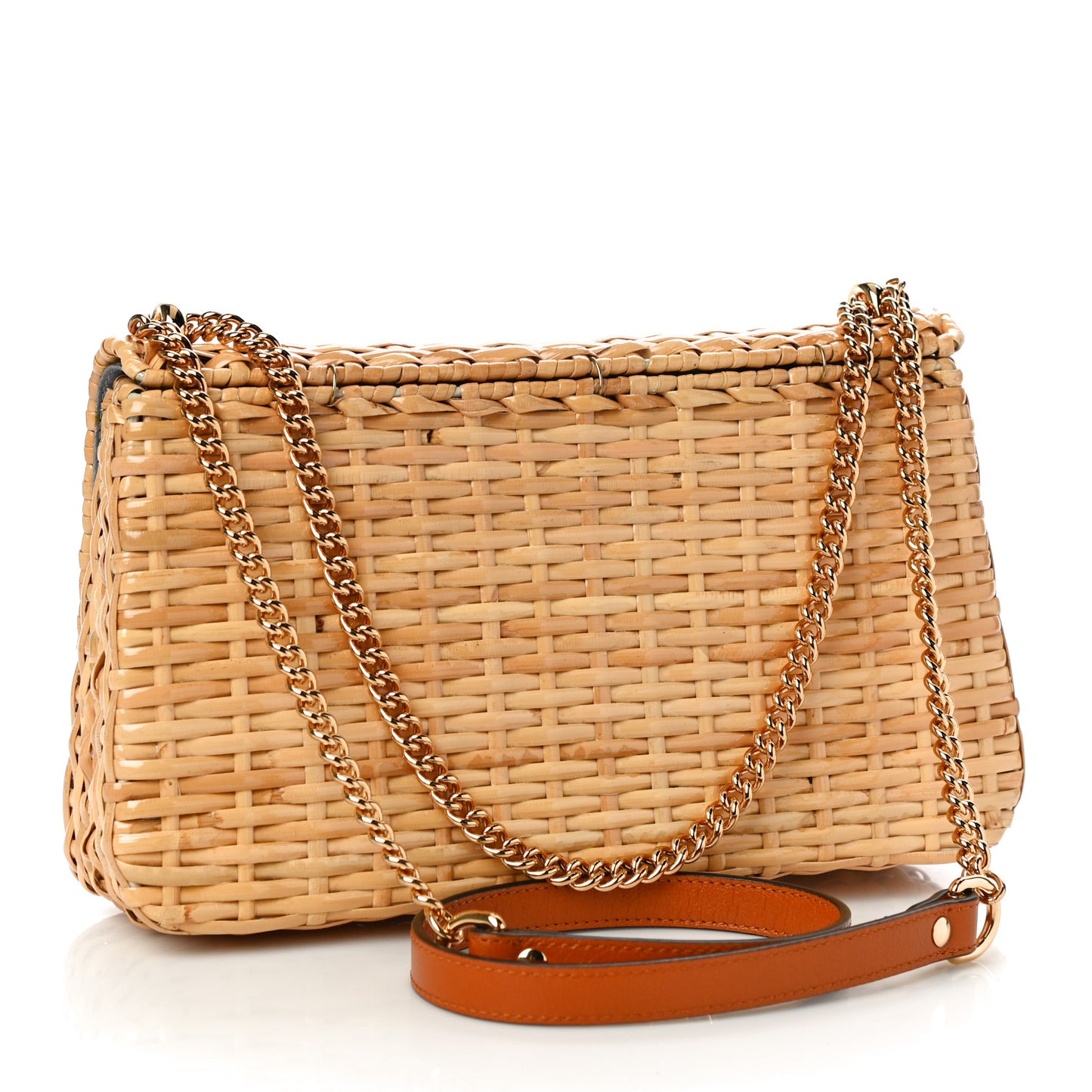 Glazed Wicker Small Cestino Shoulder Bag Natural