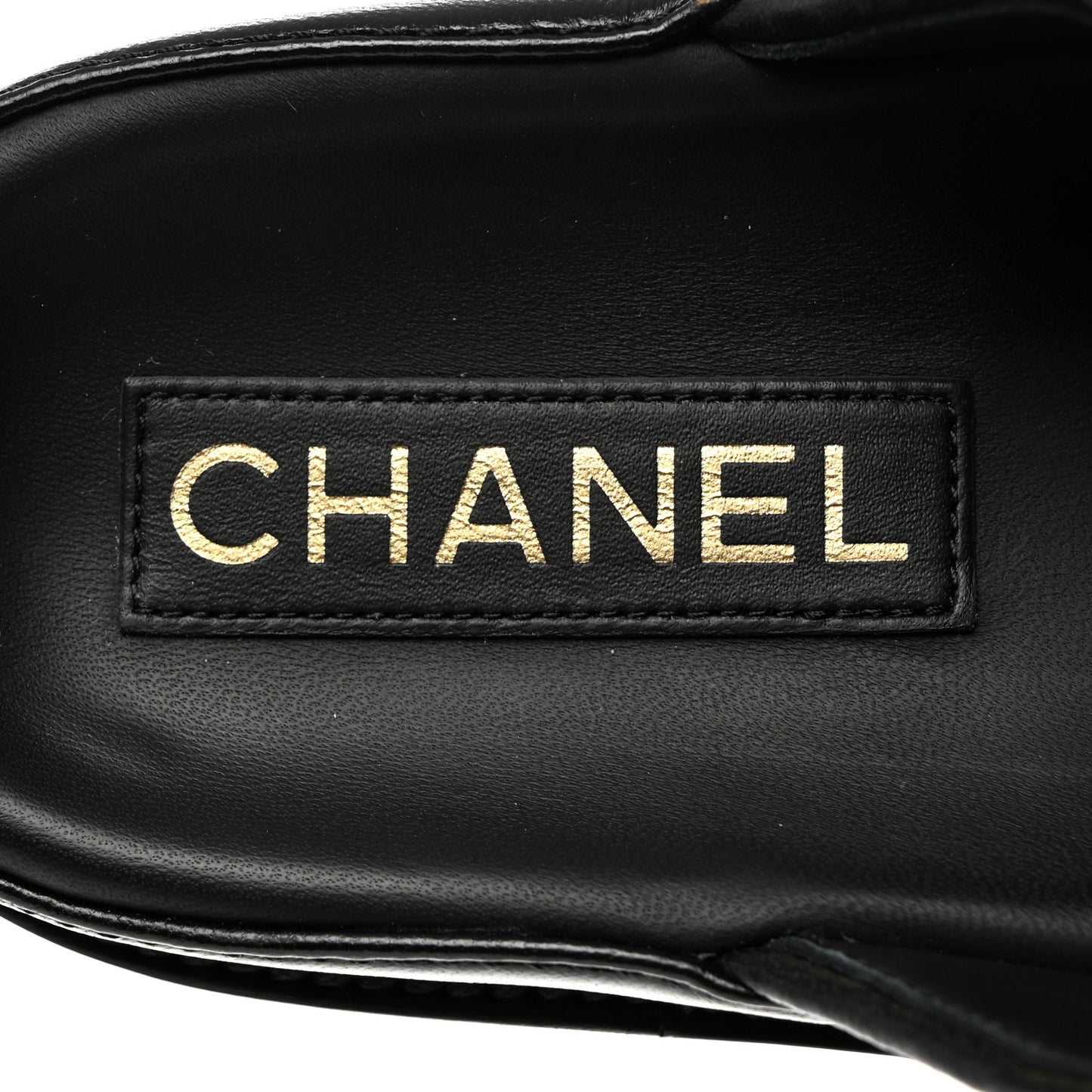 Lambskin Quilted Velcro Dad Chain CC Slide Sandals 38.5 Black