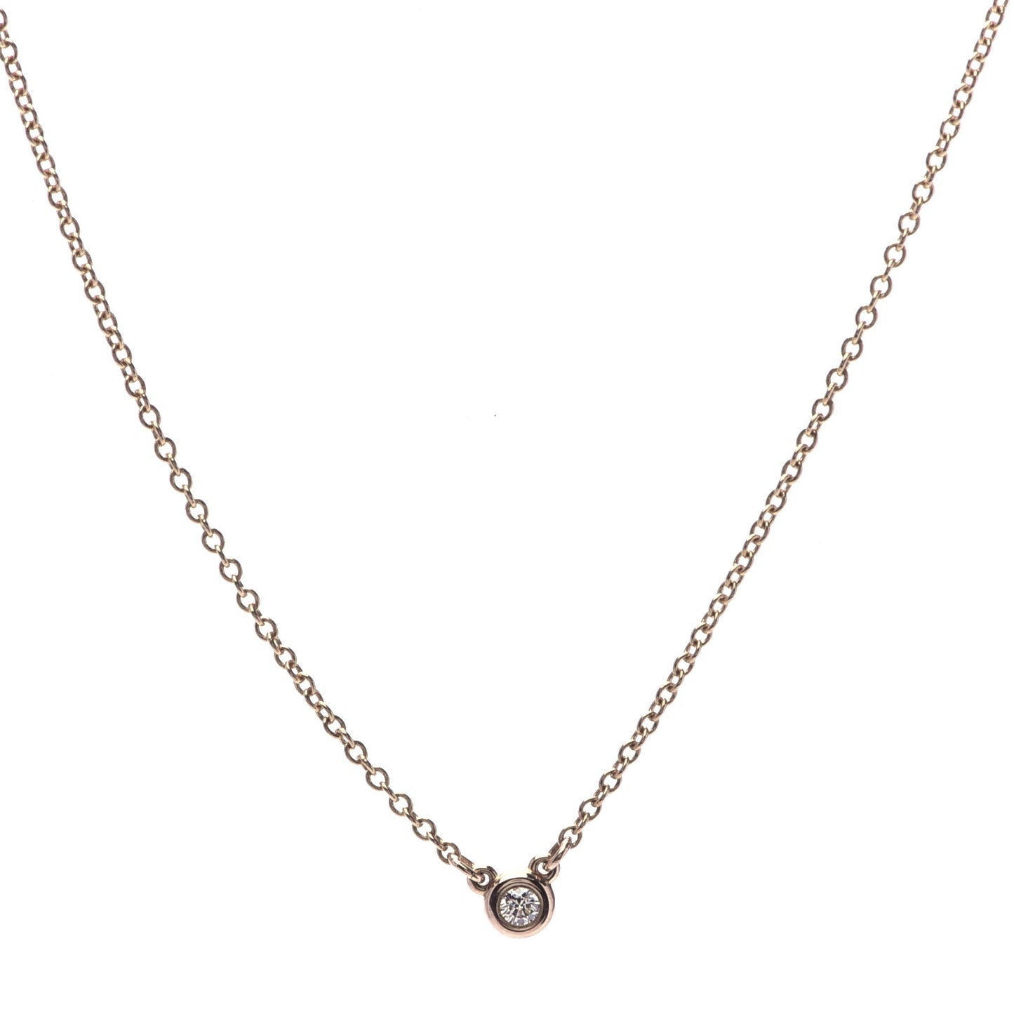 18K Rose Gold Diamond .03ct Elsa Peretti Diamonds by the Yard Pendant Necklace