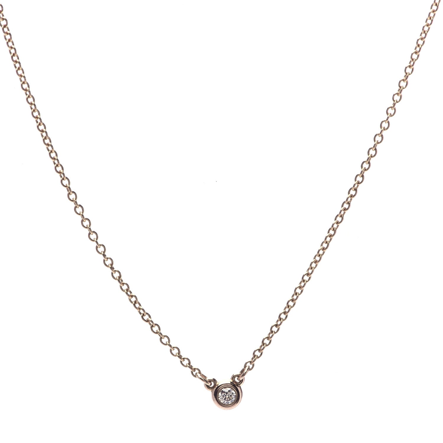 Tiffany 18K Rose Gold Diamond .03ct Elsa Peretti Diamonds by the Yard Pendant Necklace 1 of 5