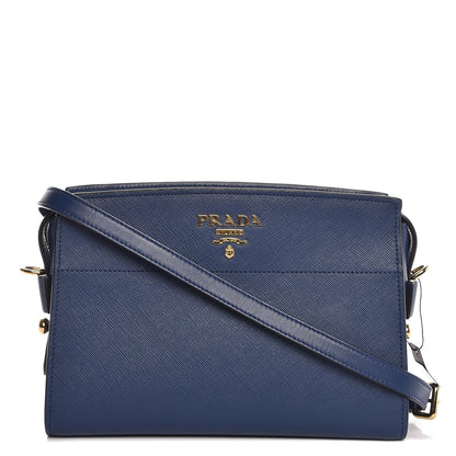 Prada Saffiano Lux Large Zip Crossbody Bag Bleuette 1 of 7