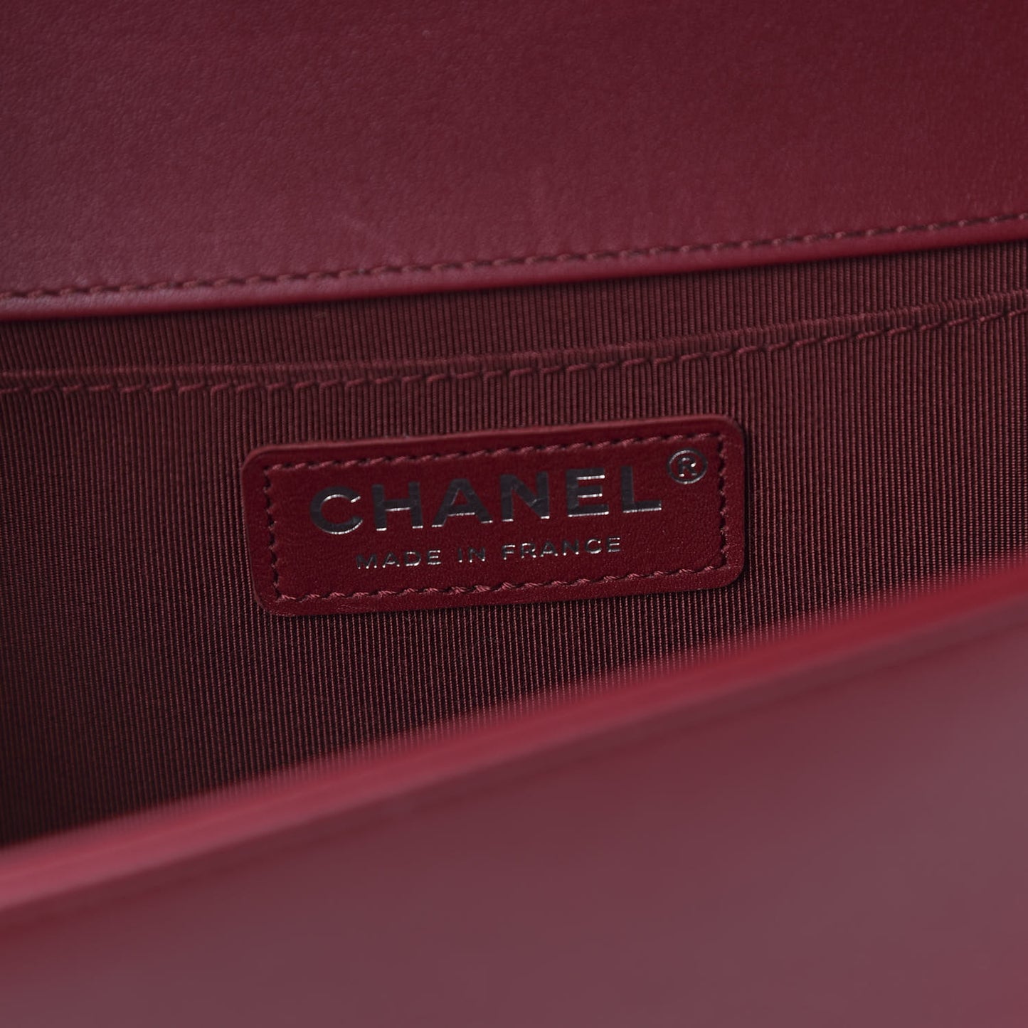 Lambskin Chevron Quilted Medium Boy Flap Dark Red