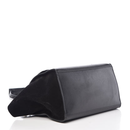 Celine Crocodile Embossed Calfskin Suede Medium Trapeze Black 5 of 23