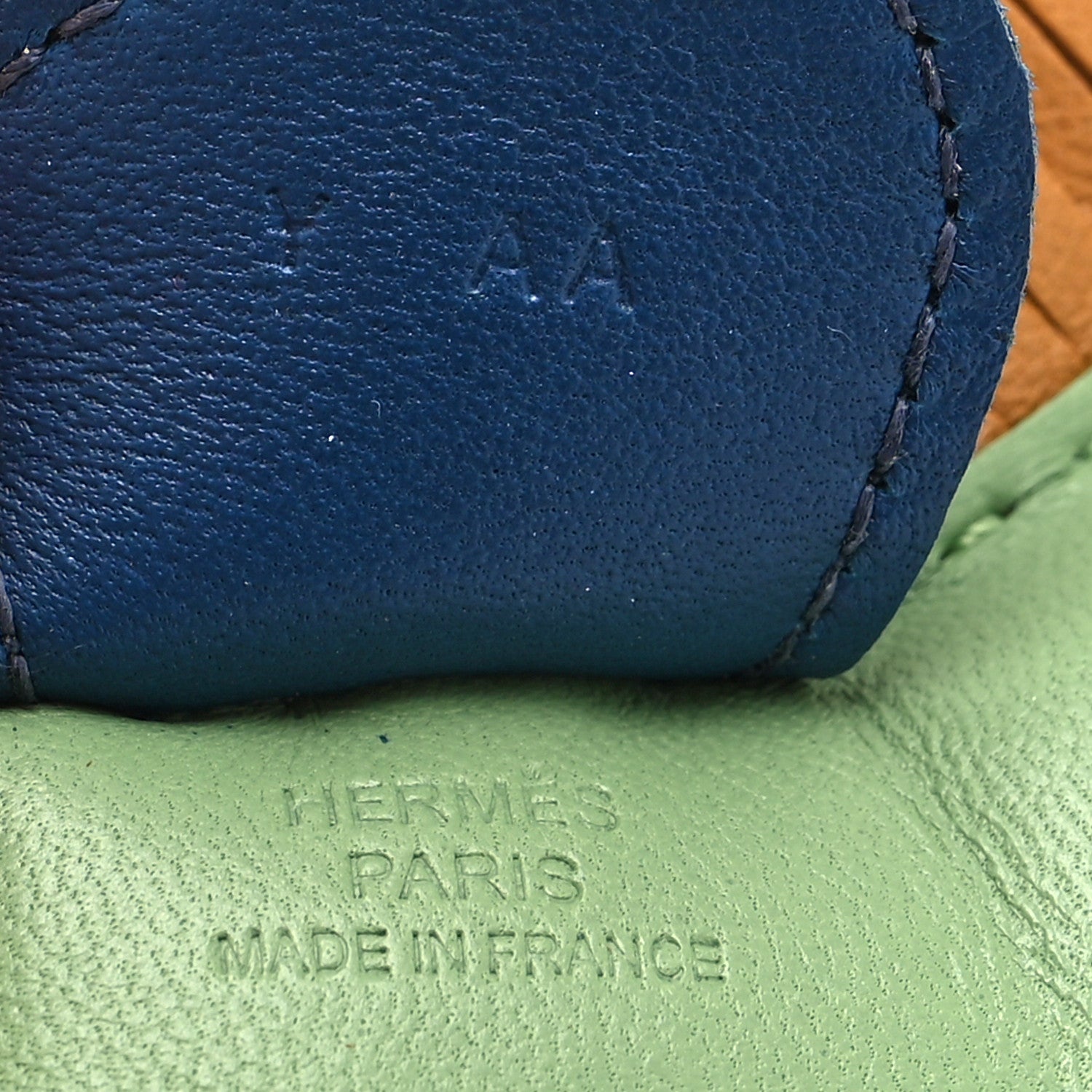 Hermes Milo Lambskin Grigri Rodeo Horse Bag Charm MM Vert Criquet Sesame Bleu De Malte 3 of 5