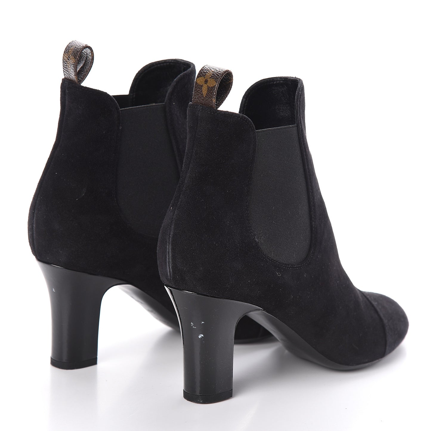Suede Monogram Uniformes Cap Toe Chelsea 75mm Ankle Boots 38.5 Black