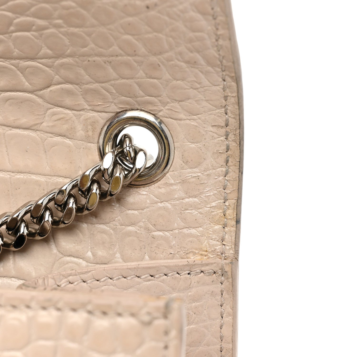 Saint Laurent Calfskin Crocodile Embossed Small Classic Monogram Kate Tassel Satchel Crema Soft 10 of 21