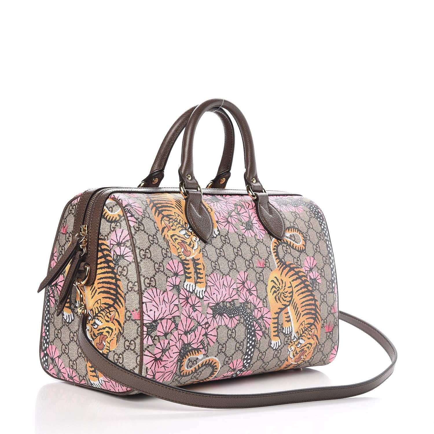 Gucci GG Supreme Monogram Bengal Medium Boston Beige PInk 4 of 7