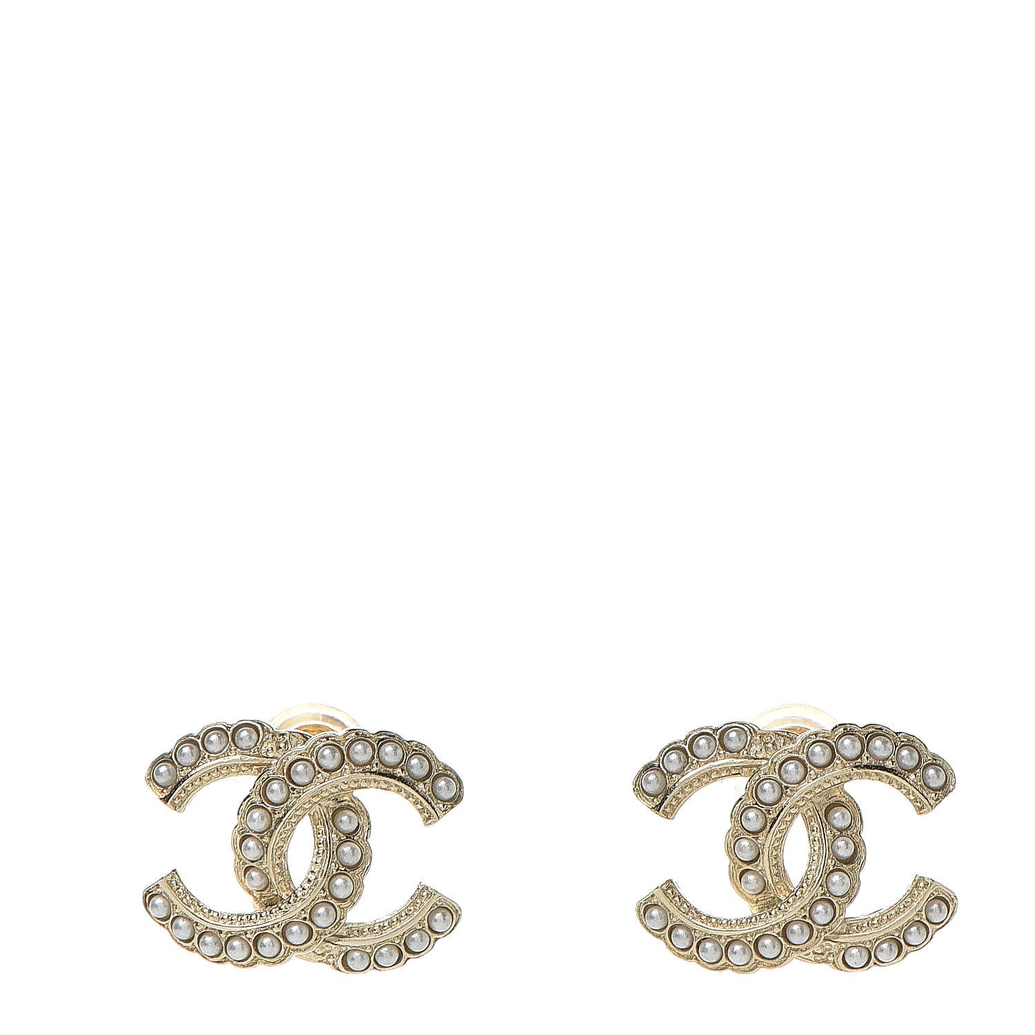 Chanel Pearl Queen of France CC Earrings Gold 1 of 5