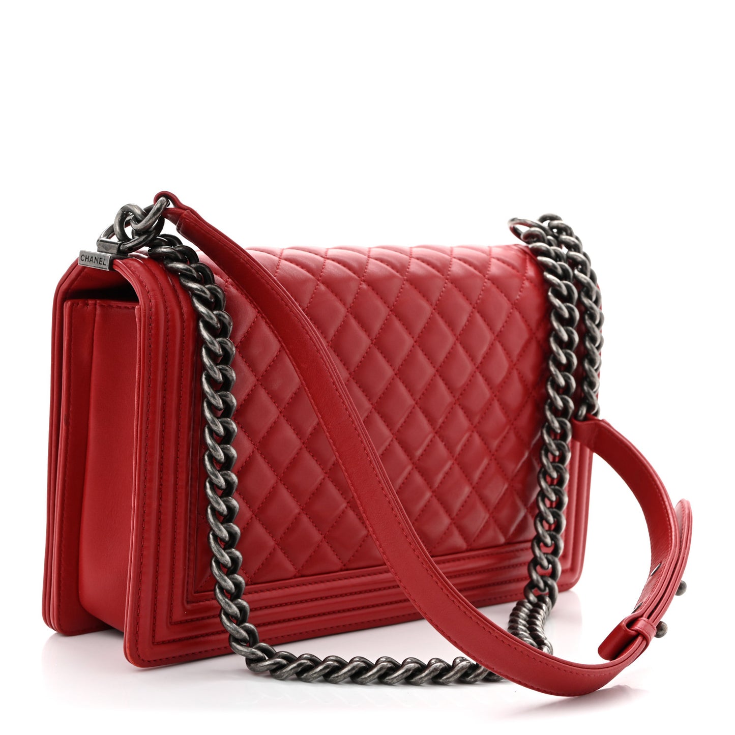 Lambskin Quilted New Medium Boy Flap Red