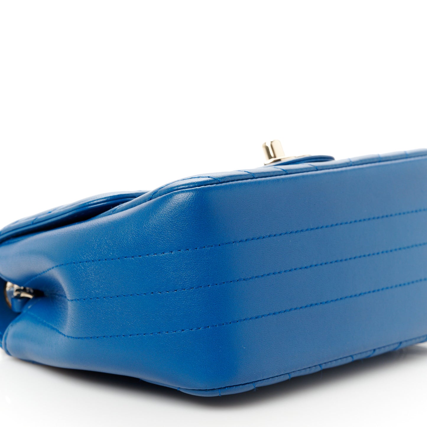 Lambskin Chevron Quilted Mini Square Flap Blue