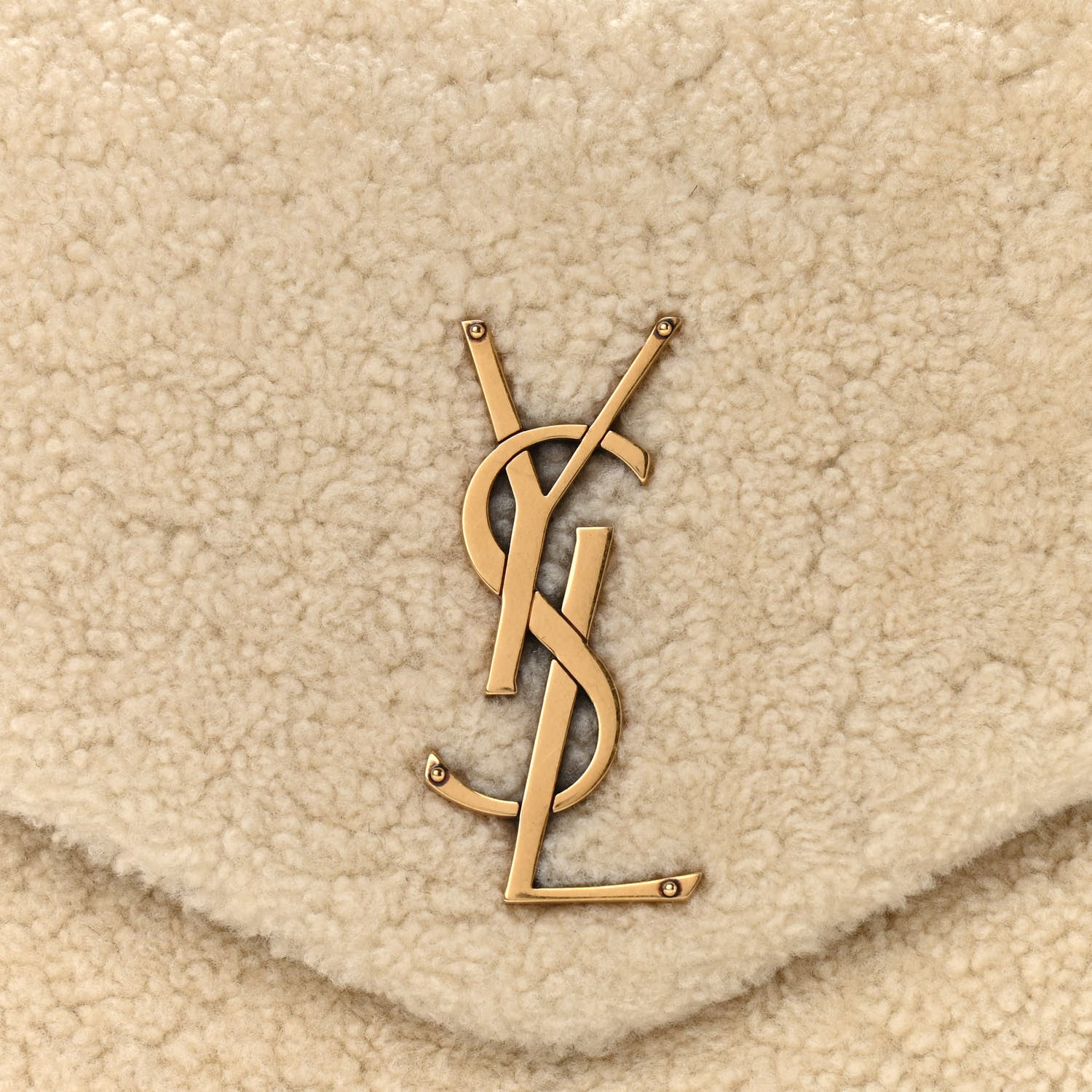 Saint Laurent Shearling Medium Loulou Shoulder Bag Natural 8 of 15