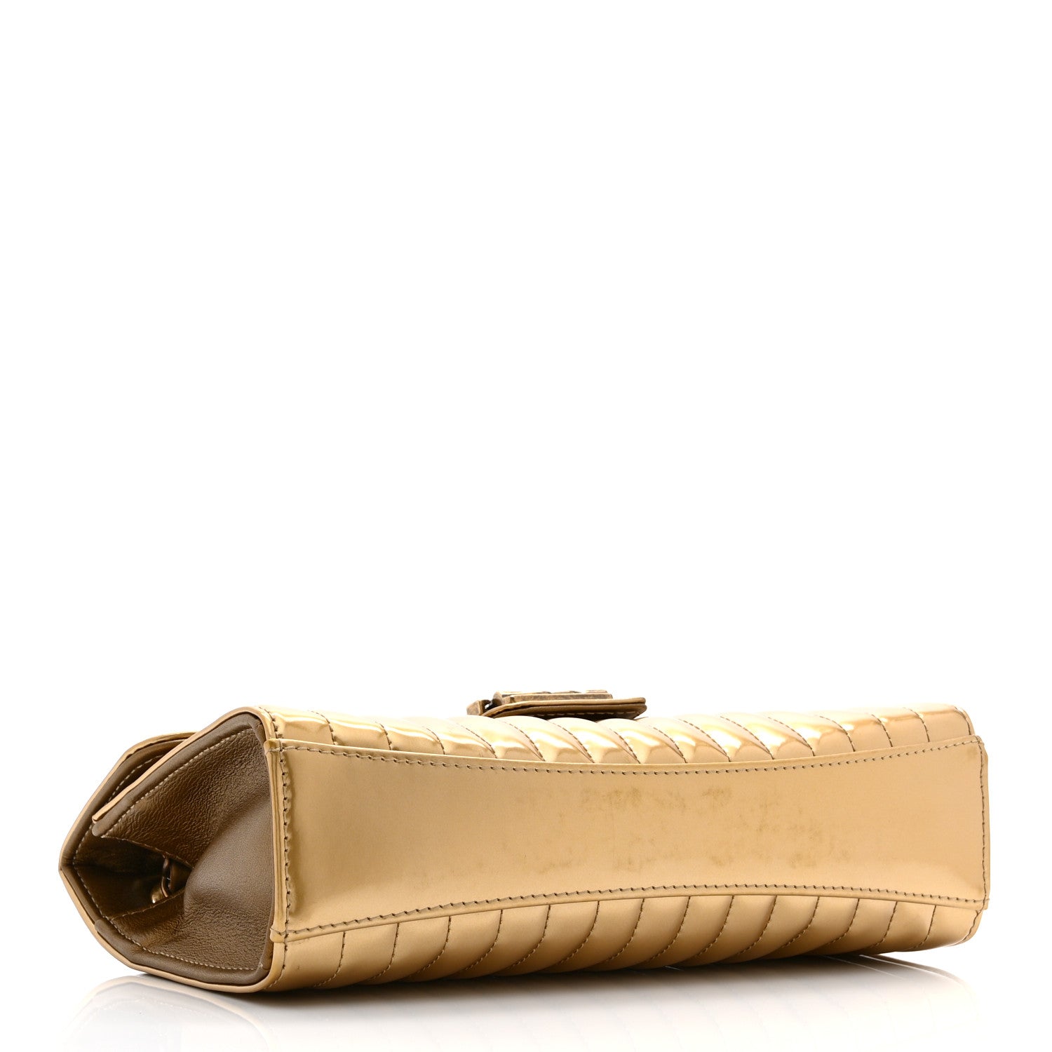 Chanel Metallic Patent Vertical Quilt Maharaja Express Flap Gold 4 of 10