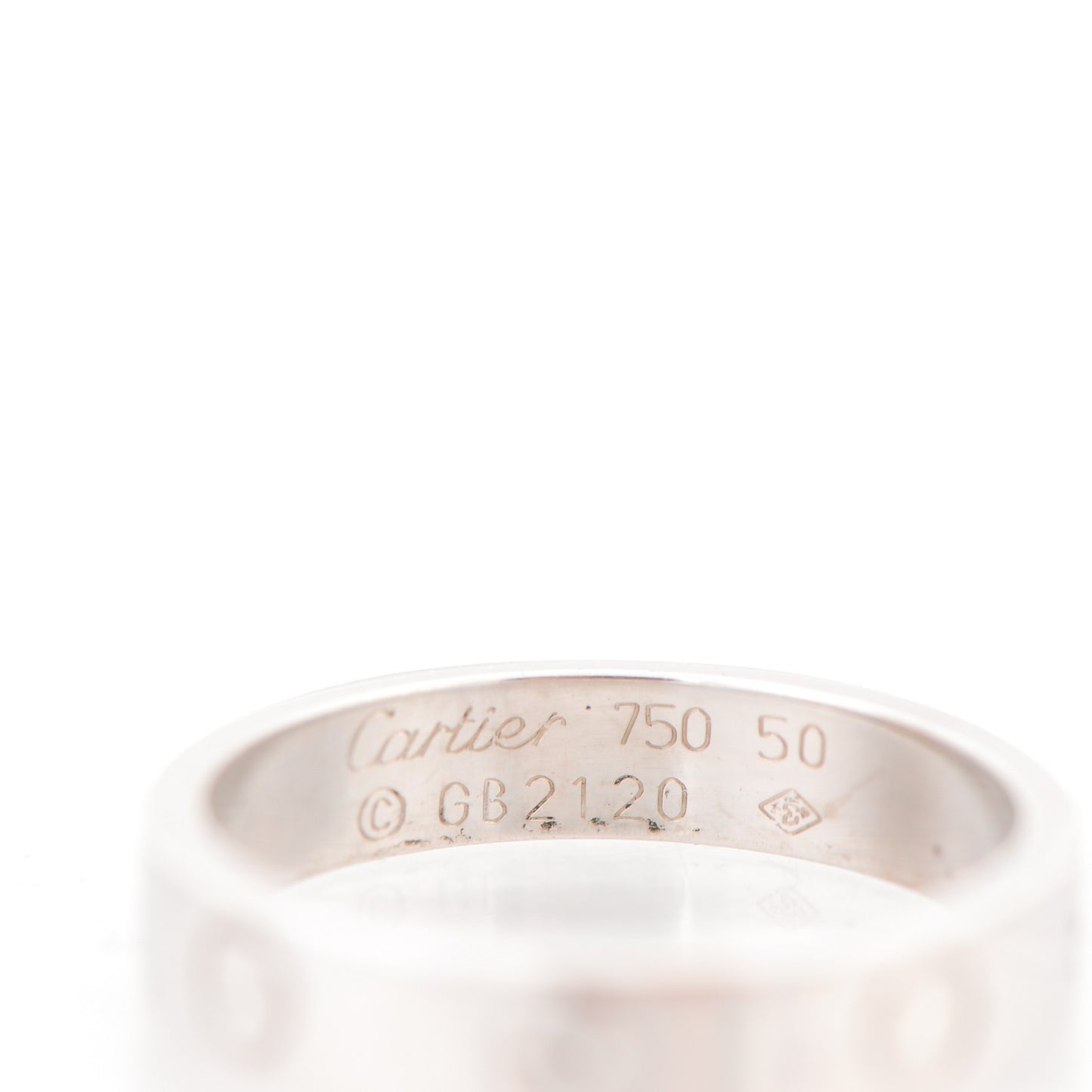 18K White Gold 4mm LOVE Wedding Band Ring 50 5.25