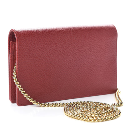 Gucci Dollar Calfskin Mini GG Marmont Chain Wallet Hibiscus Red 3 of 10