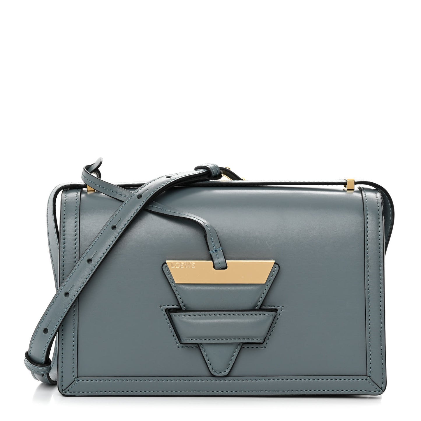Calfskin Medium Barcelona Shoulder Bag Stone Blue