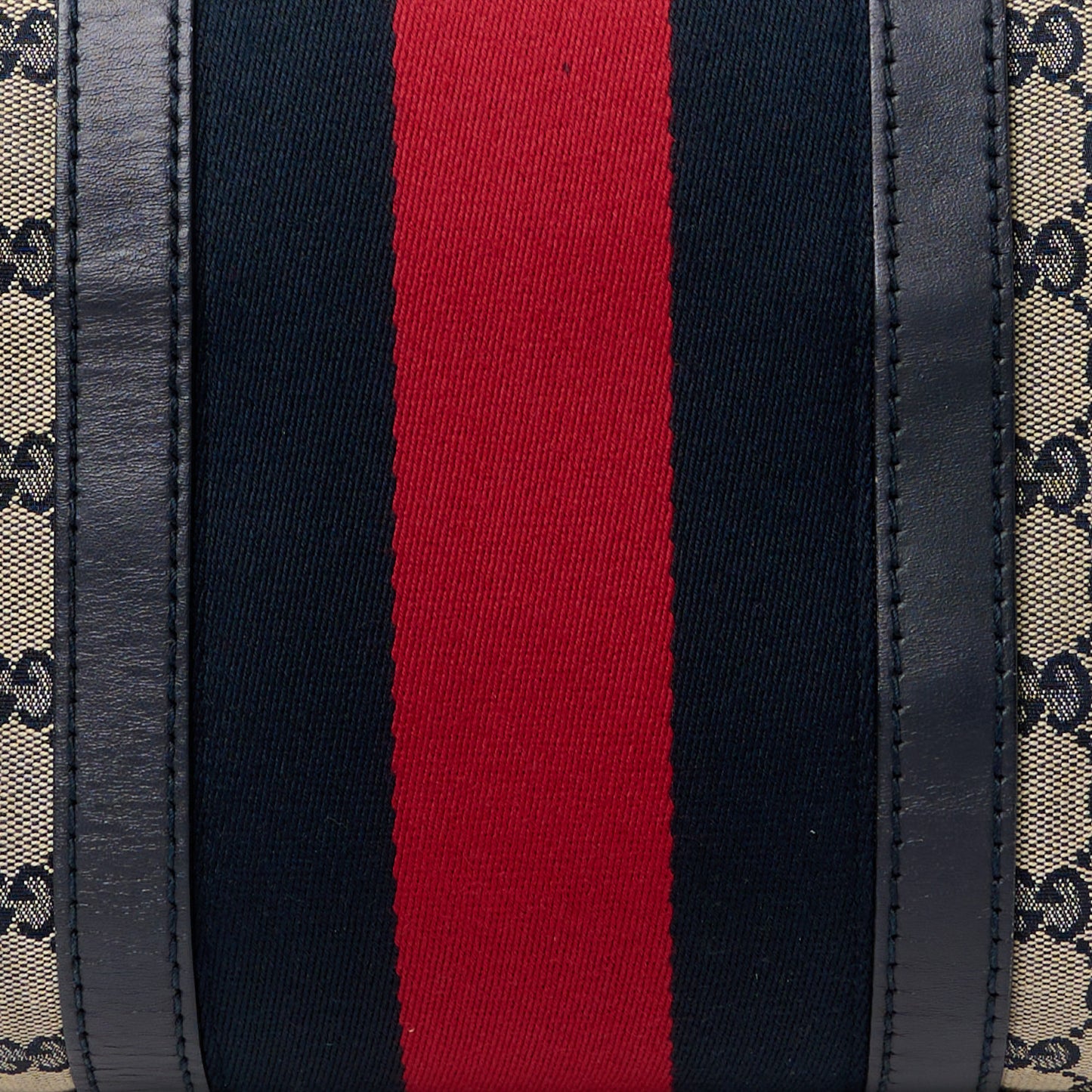 Monogram Selleria Calfskin Vintage Web Medium Boston Beige Blue