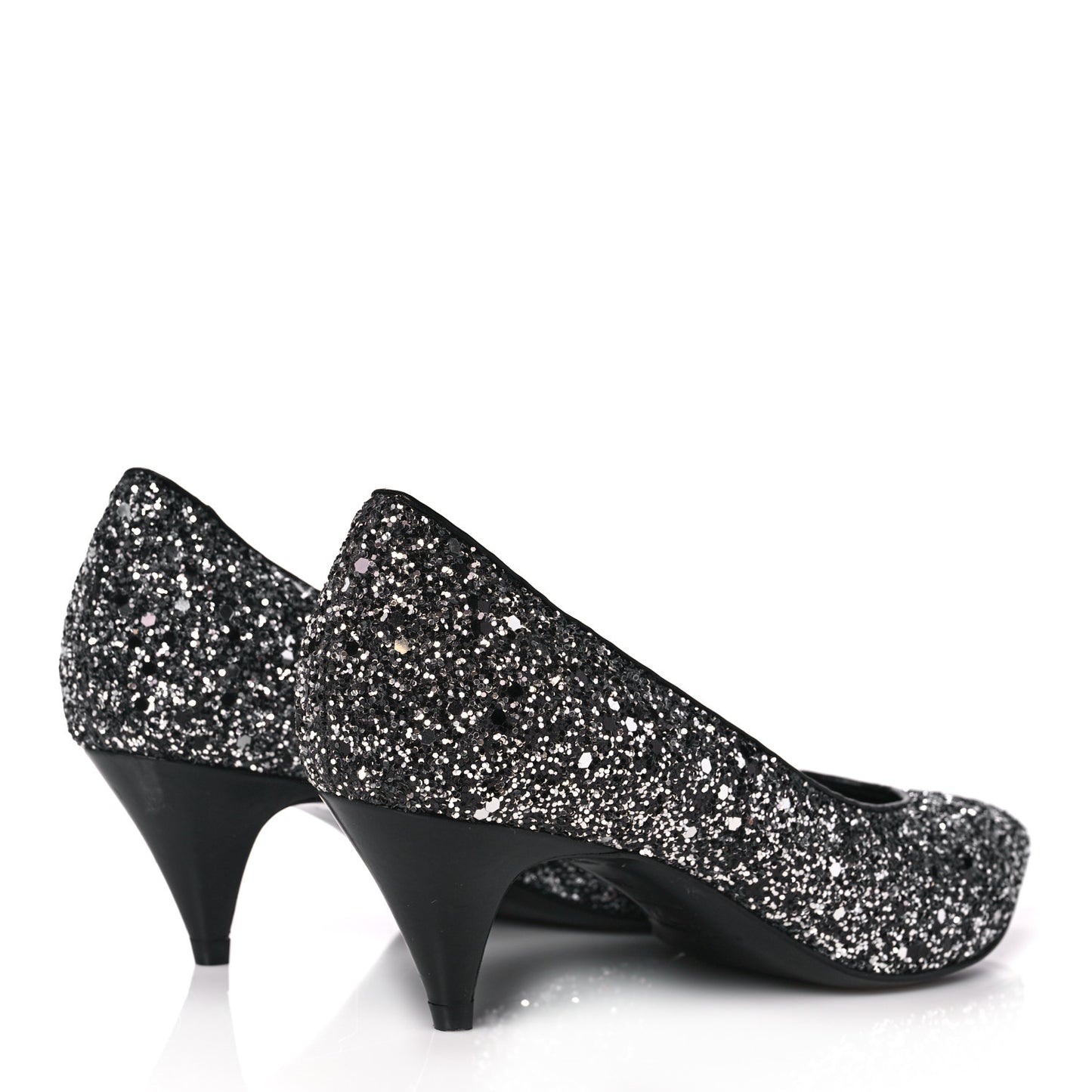 Charlotte Glitter Point-toe Kitten-Heel Pumps 36 Black