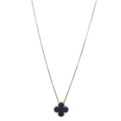 Van Cleef & Arpels 18K Yellow Gold Black Onyx Vintage Alhambra Pendant Necklace 1 of 7