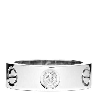 Cartier 18K White Gold 3 Diamond 5.5mm LOVE Ring 48 4.5 1 of 7