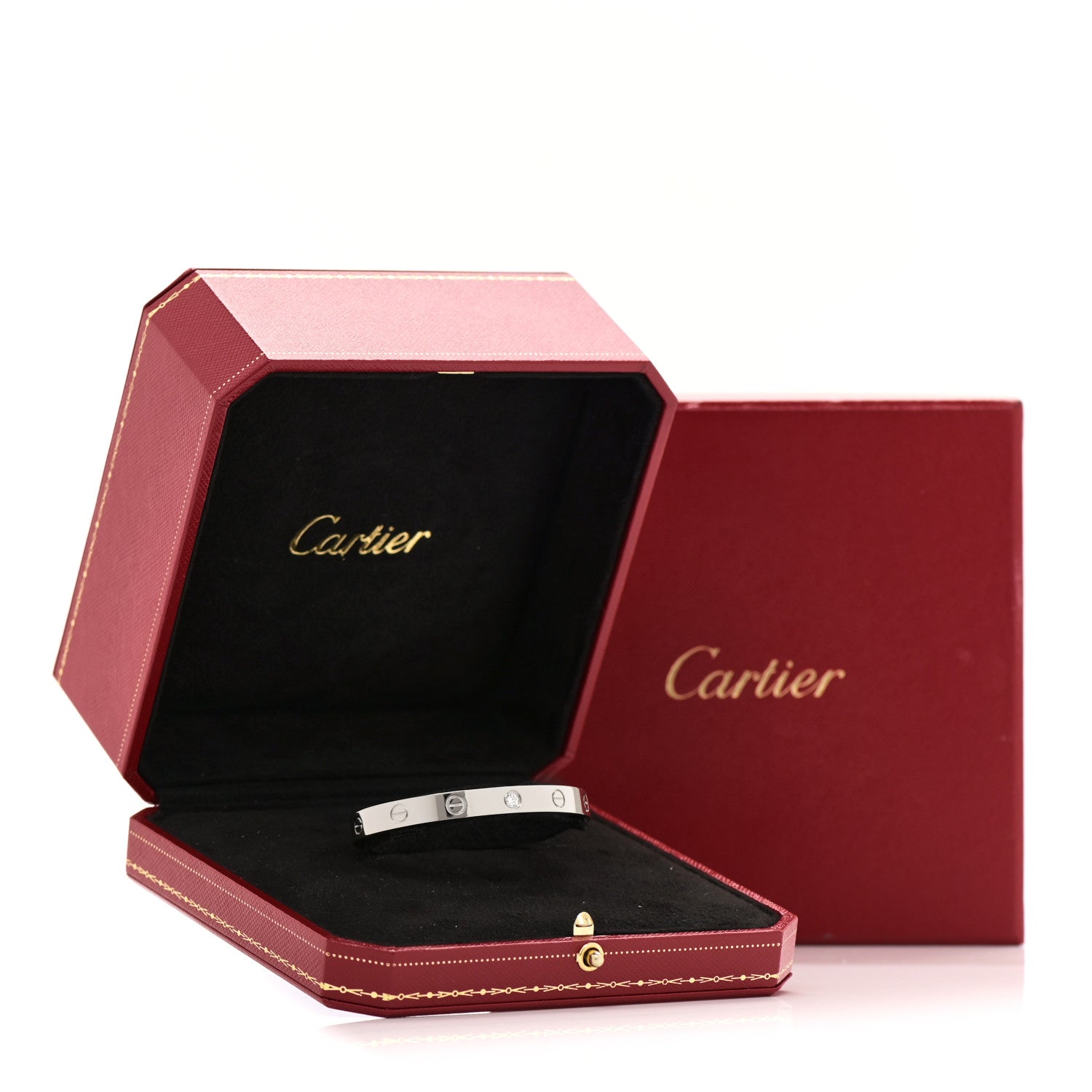 Cartier 18K White Gold 1 Diamond LOVE Cuff Bracelet 16 5 of 5