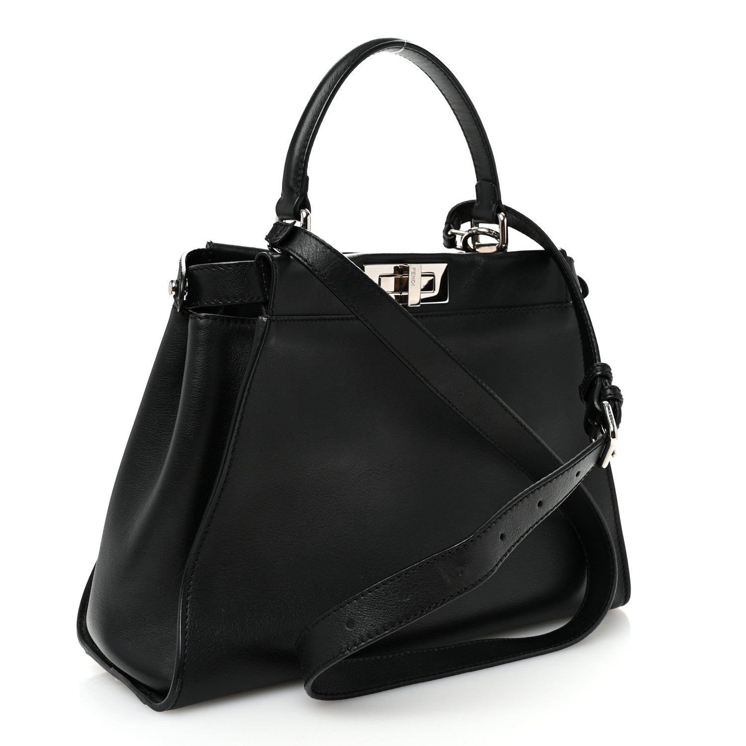 Fendi Vitello Seta Snakeskin Crocodile Monster Eyes Medium Peekaboo Iconic Satchel Black Girasole 3 of 10