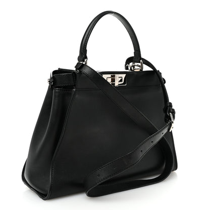 Fendi Vitello Seta Snakeskin Crocodile Monster Eyes Medium Peekaboo Iconic Satchel Black Girasole 3 of 10